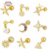 925 Silver Stud Earrings for Women Cartilage Piercing 2pcs