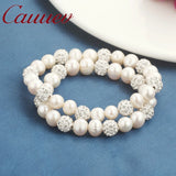 Freshwater Pearl Bracelet with Zircon Ball Elasticity Jewelry