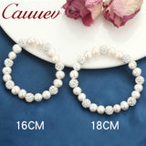 Freshwater Pearl Bracelet with Zircon Ball Elasticity Jewelry