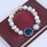 Ceramic and Stone Bracelet with Baroque Pearl