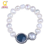 Ceramic and Stone Bracelet with Baroque Pearl