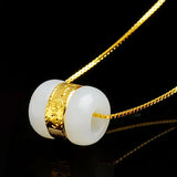 Nephrite Jade Necklace Pendant with Inlaid Necklace