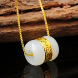 Nephrite Jade Necklace Pendant with Inlaid Necklace