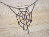 Spiderweb Chain Necklace - Goth Halloween Statement Jewelry