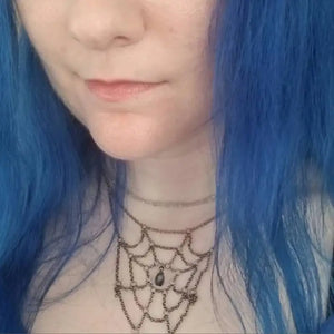 Spiderweb Chain Necklace - Goth Halloween Statement Jewelry