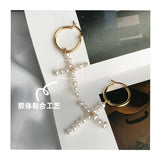 925 Sterling Silver Cross Hoop Huggie Earrings
