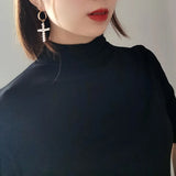 925 Sterling Silver Cross Hoop Huggie Earrings