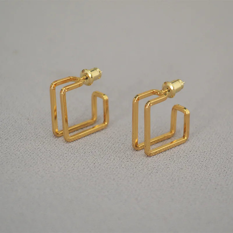 Korea stud earrings 925 Silver geometric line earring