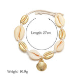 Charm Anklet Small Ball and Wafer Shell Anklet
