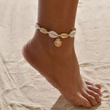 Charm Anklet Small Ball and Wafer Shell Anklet