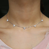 925 Silver Triangle CZ Charm Choker Chain Necklace