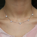 925 Silver Triangle CZ Charm Choker Chain Necklace