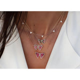 925 Silver Triangle CZ Charm Choker Chain Necklace