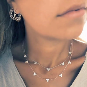 925 Silver Triangle CZ Charm Choker Chain Necklace