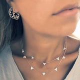 925 Silver Triangle CZ Charm Choker Chain Necklace