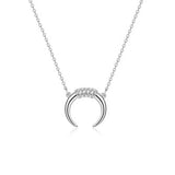 Moon Charm Pendant Necklace S925 Silver Jewelry