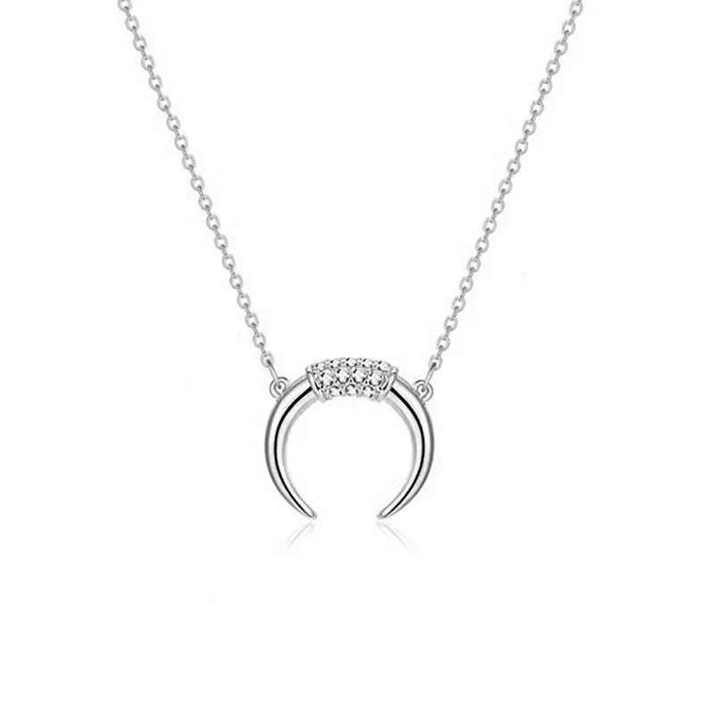 Moon Charm Pendant Necklace S925 Silver Jewelry