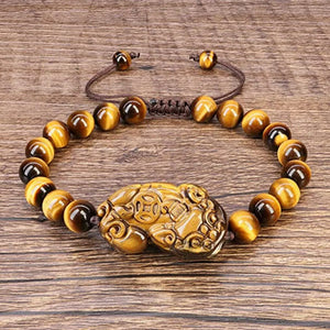 10mm Pixiu Tiger Eye Stone Bracelet for Men Women
