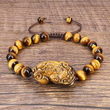 10mm Pixiu Tiger Eye Stone Bracelet for Men Women