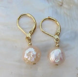 Natural South Sea Pink Drop Pearl Earrings 10x11mm