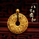 Plated 3D Hand Necklace Ancient Method Buddhism Eight Treasures Safety