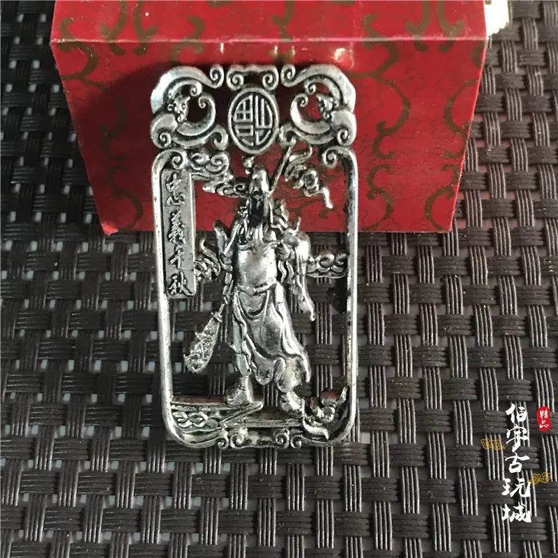 Miao Silver Tibetan Silver Guan Gong Pendant Necklace
