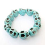 Coral Turquoise Stone Skull Bracelet