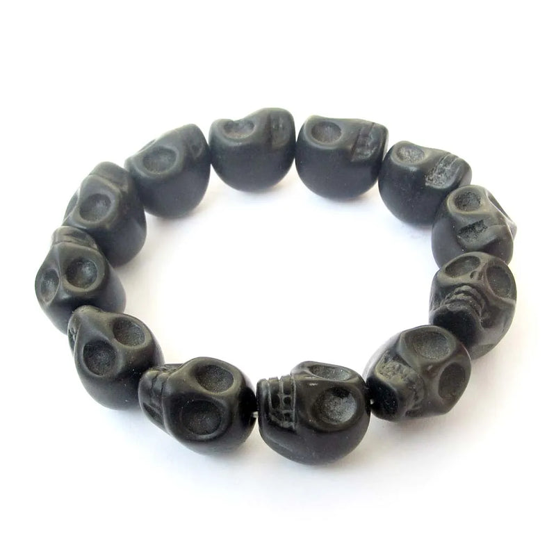 Coral Turquoise Stone Skull Bracelet