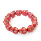 Coral Turquoise Stone Skull Bracelet