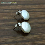 Freshwater Coin Button Pearl Earrings for Women