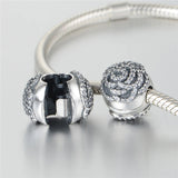 925 Silver Rose Clip With CZ for DIY Bracelets