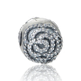 925 Silver Rose Clip With CZ for DIY Bracelets
