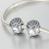 925 Silver Rose Clip With CZ for DIY Bracelets