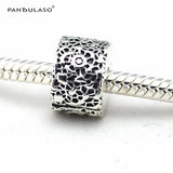 925 Silver Rose Pattern Clip for DIY Bracelets