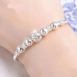 925 Sterling Silver Lucky Beads Bracelet Bangle for Women