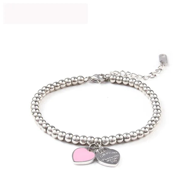 Stainless Steel Charms Heart Bracelet for Women