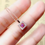 Natural Garnet Gemstone Pendant Silver Necklace