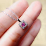 Natural Garnet Gemstone Pendant Silver Necklace