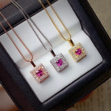 Natural Garnet Gemstone Pendant Silver Necklace