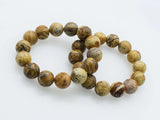 Yellow Picture Stone 14mm Bracelet 7.5inch Beads