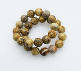 Yellow Picture Stone 14mm Bracelet 7.5inch Beads