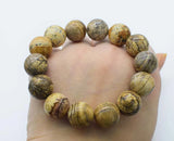 Yellow Picture Stone 14mm Bracelet 7.5inch Beads