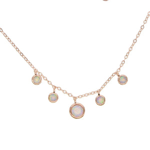 Choker Necklace 33+7cm CZ Opal Stone Layer Jewelry in 925 Silver