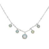 Choker Necklace 33+7cm CZ Opal Stone Layer Jewelry in 925 Silver