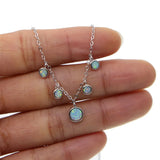 Choker Necklace 33+7cm CZ Opal Stone Layer Jewelry in 925 Silver