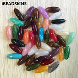 170pcs/lot Acrylic Marble Effect Pointed Ellipse Beads for DIY Jewelry Making