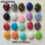 Marble Effect Acrylic Broad Bean Shaped Beads for DIY Jewelry Making