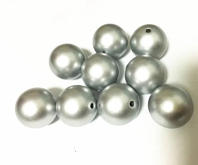 Silver Acrylic Matte Pearls Beads for Chunky Beads Necklace