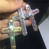 Vintage Cross Pendant Necklace 925 Sterling Silver