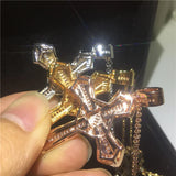 Big Cross Pendant 5A Zircon Cz 925 Sterling Silver Wedding Jewelry